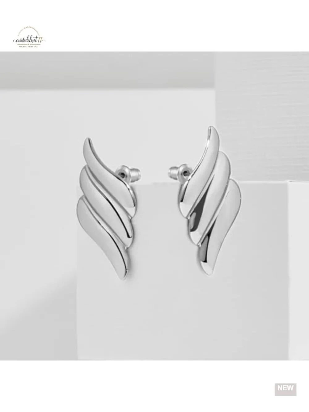 Large Geometric Chunky Stud Earrings Brass Post Push Back
